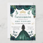 エメラルドグリーンドレスダークスキンプリンセスキンセアニェラ 招待状 (正面)