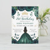 エメラルドグリーンドレスダークスキンプリンセス誕生日 招待状 (スタンド正面)