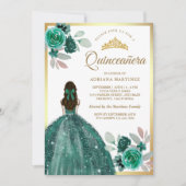 エメラルドグリーンドレスフローラ金ゴールドキンセアニェラ 招待状 (正面)