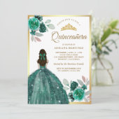 エメラルドグリーンドレスフローラ金ゴールドキンセアニェラ 招待状 (スタンド正面)