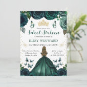 エメラルドグリーンドレスブロンドプリンセススウィート16 招待状 (スタンド正面)