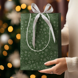 エメラルドグリーンドールクリスマスそりパターン ミディアムペーパーバッグ