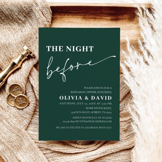 エメラルドグリーンナイトリハーサルディナー招待状 招待状