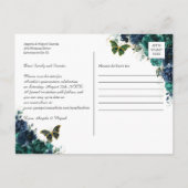 エメラルドグリーンネイビーフローラキンセアニラ写真 案内ポストカード (裏面)