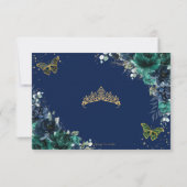 エメラルドグリーンネイビーフローラ蝶キンセアニラ 出欠カード (裏面)