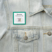 エメラルドグリーンネームバッジ会社ロゴ2x2正方形 名札 (インサイチュ)