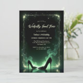 エメラルドグリーンハイヒールミスティカルニック誕生日 招待状 (スタンド正面)