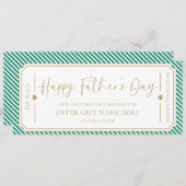 エメラルドグリーンハッピーファーザーの日ギフト券カード 招待状 (正面/裏面)