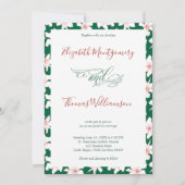 エメラルドグリーンハンドドローフローラ結婚式招待状 招待状 (正面)