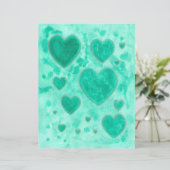 エメラルドグリーンハートウォーターカラースクラップブック紙 (スタンド正面)