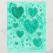 エメラルドグリーンハートウォーターカラースクラップブック紙 (正面)