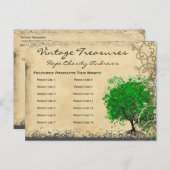 エメラルドグリーンハートリーフツリー日付の保存 案内ポストカード (正面/裏面)
