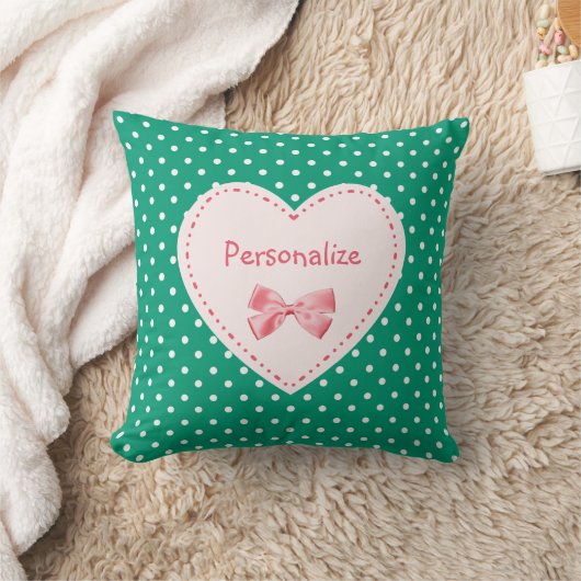 エメラルドグリーンハート名 クッション (ブランケット)