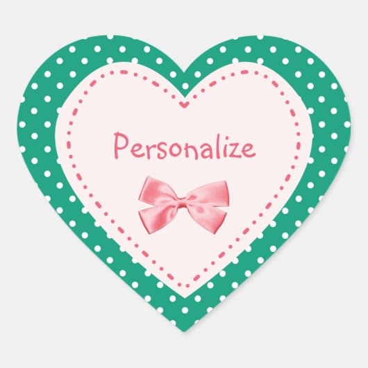 エメラルドグリーンハート名 ハートシール (正面)