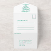 エメラルドグリーンハート結婚55周年記念RSVP オールインワン招待状 (外側)