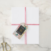 エメラルドグリーンバタフライオンシックヴィンテージコラージュ ギフトタグ (より糸付き)