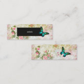 エメラルドグリーンバタフライオンシックヴィンテージコラージュ スキニー名刺 (正面/裏面)