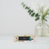 エメラルドグリーンバタフライオンシックヴィンテージコラージュ スキニー名刺 (スタンド正面)