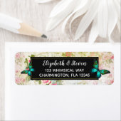 エメラルドグリーンバタフライオンシックヴィンテージコラージュ ラベル (インサイチュ)