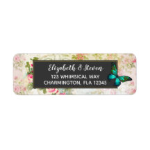 エメラルドグリーンバタフライオンシックヴィンテージコラージュ