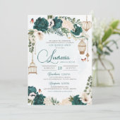 エメラルドグリーンバタフライフローラエレガントキンセアニラ 招待状 (スタンド正面)