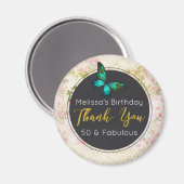 エメラルドグリーンバタフライヴィンテージコラージュ感謝してい マグネット (正面/裏面)