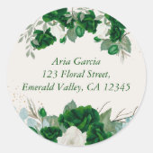 エメラルドグリーンバラとユーカリタスの名前とアドレス ラウンドシール (正面)
