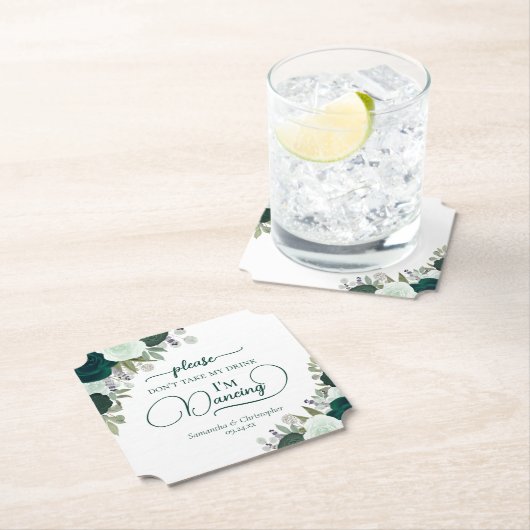 エメラルドグリーンバラは飲み物を飲結婚まない ペーパーコースター (インサイチュ)