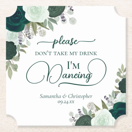 エメラルドグリーンバラは飲み物を飲結婚まない ペーパーコースター (正面)