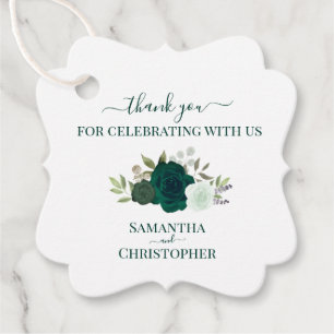 エメラルドグリーンバラエレガントな結婚式ありがとう フェイバータグ