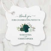 エメラルドグリーンバラエレガントな結婚式ありがとう フェイバータグ (正面)