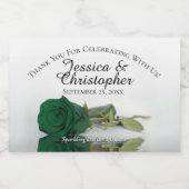 エメラルドグリーンバラエレガントウェディングサンキューミニ スパークリングワインラベル (シングルラベル)