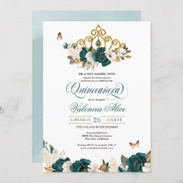 エメラルドグリーンバラバタフライティアラキンセアニェラ 招待状