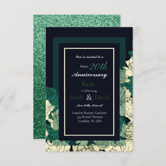 エメラルドグリーンバラプリントカード カード (正面/裏面)