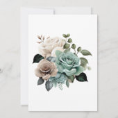 エメラルドグリーンバラベージュフォリア結婚ジーズ 招待状 (裏面)