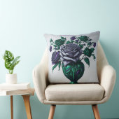 エメラルドグリーンバラ枕の紫の花びら クッション (椅子)