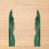 エメラルドグリーンバラ金ゴールドアゲットピンク結婚ズアーチ アクリル招待状 (正面)