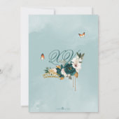 エメラルドグリーンバラ金ゴールドティアラバタフライカンス 招待状 (裏面)