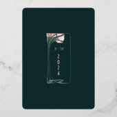 エメラルドグリーンバラ金ゴールド結婚フローラ 箔招待状 (裏面)