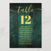 エメラルドグリーンバーンウッドテーブル番号座席表 招待状 (裏面)