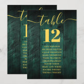 エメラルドグリーンバーンウッドテーブル番号座席表 招待状 (正面/裏面)