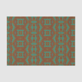 エメラルドグリーンバーンオレンジパターン（の模様が）あるティッシュペーパー 薄葉紙