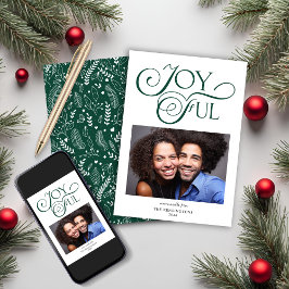 エメラルドグリーンパターン喜ばしいクリスマスフォト シーズンカード