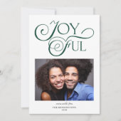 エメラルドグリーンパターン喜ばしいクリスマスフォト シーズンカード (正面)