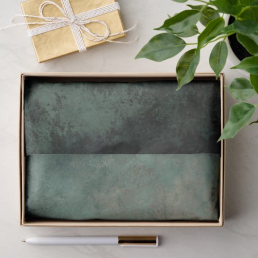 エメラルドグリーンパティーナ、風化ダマスクのテクスチャ 薄葉紙 (ギフト)