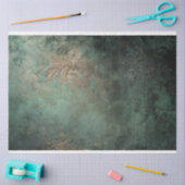 エメラルドグリーンパティーナ、風化ダマスクのテクスチャ 薄葉紙 (クラフト)