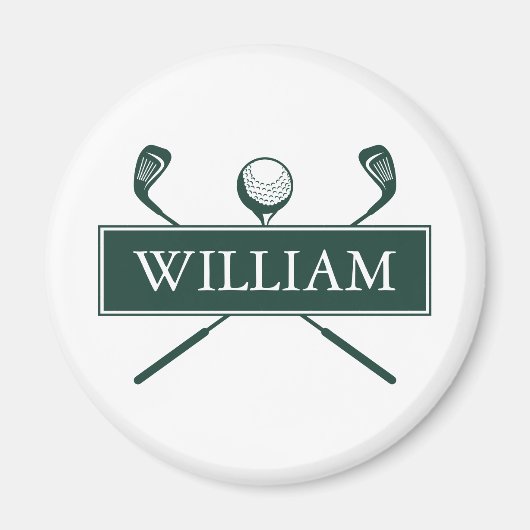 エメラルドグリーンパーソナライズされたネームゴルフボールクラブ マグネット (正面)