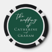 エメラルドグリーンパーソナライズされたホワ結婚イト ポーカーチップ (裏面)