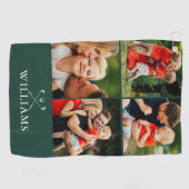 エメラルドグリーンパーソナライズされた名フォトコラージュ ゴルフタオル (横)