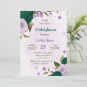 エメラルドグリーンパープルフラワーズブライダルシャワー 招待状 (スタンド正面)